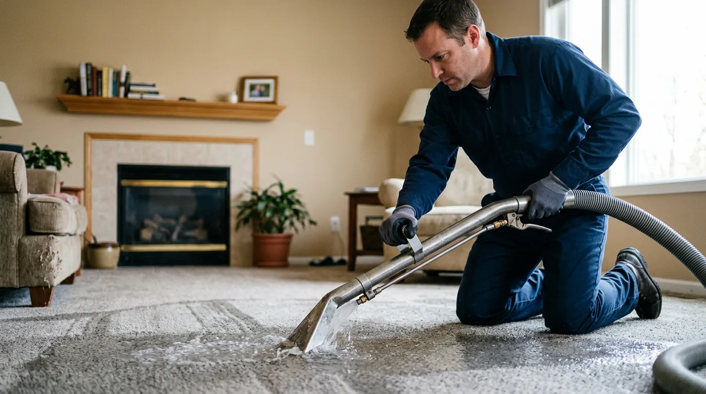 Water damage restoration technician working near Marshall, VA